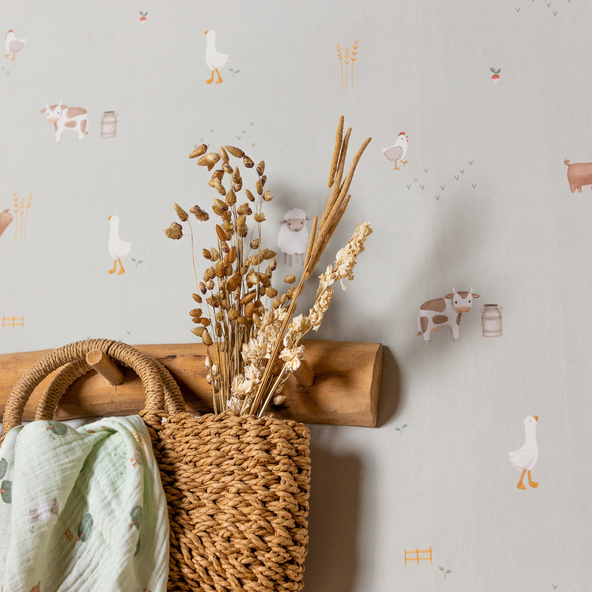 Little Dutch Vliesbehang - Little Farm - Groen 10mx52cm