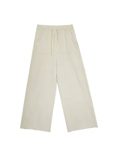 Pleated detail drawstring elastic waist pants - 25WRB294D