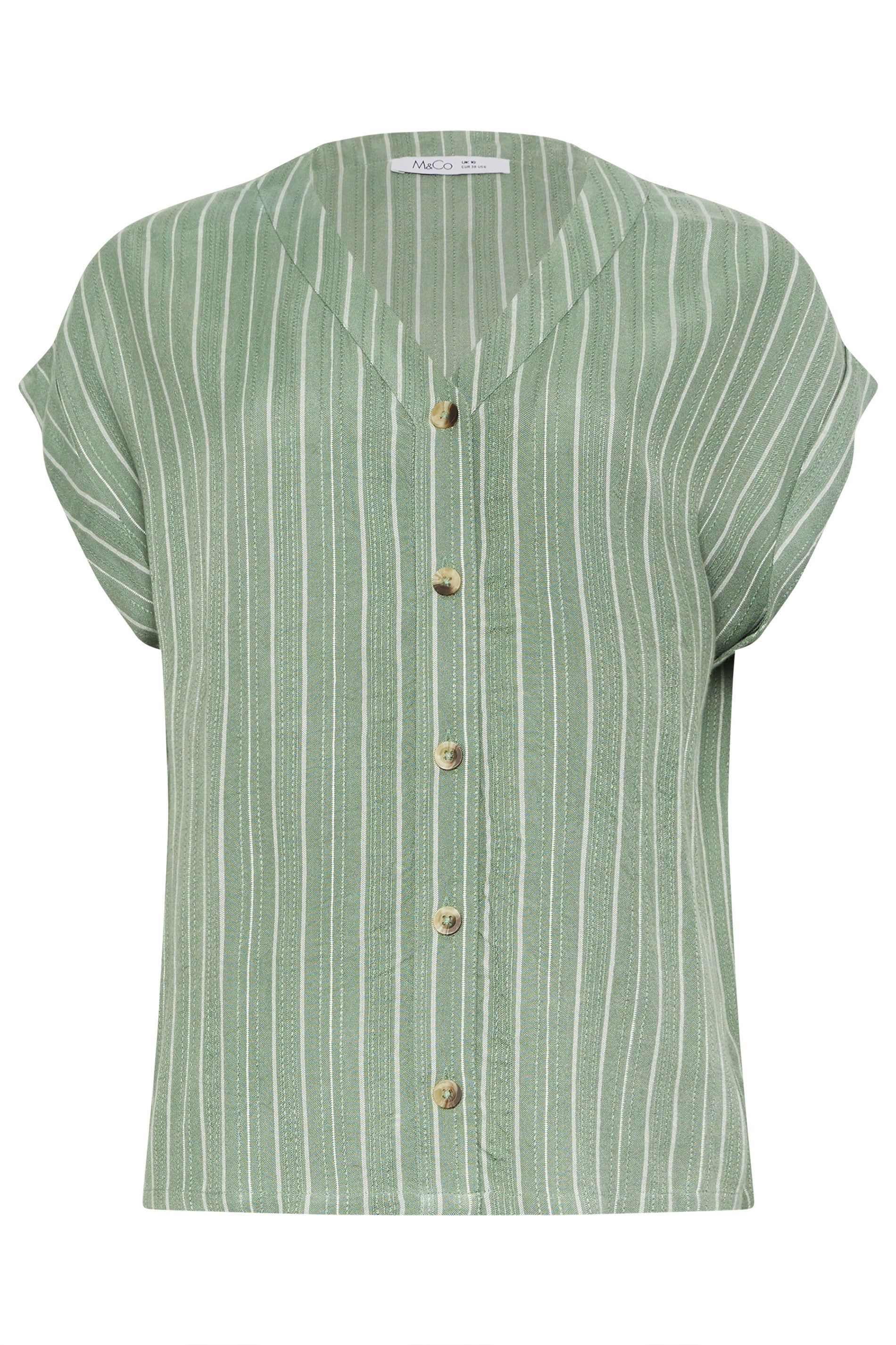 M&Co Stripe Short Sleeve Blouse