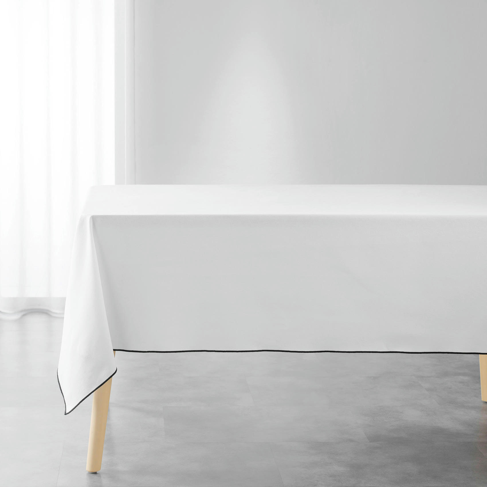 - Nappe bourdonnée en coton recyclé blanc 140x240 cm