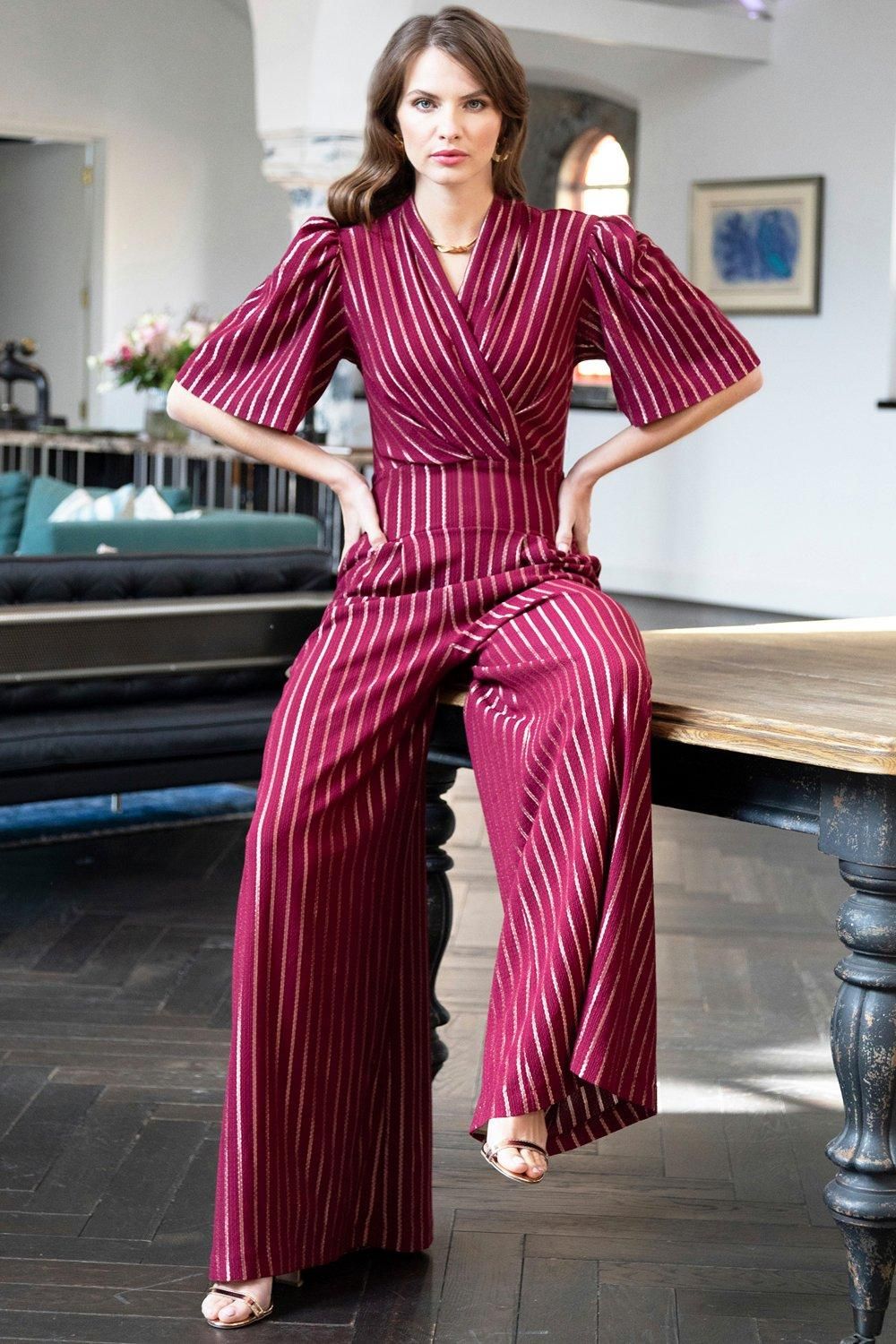 Hot Squash Gold Stripe Wide Leg Jumpsuit