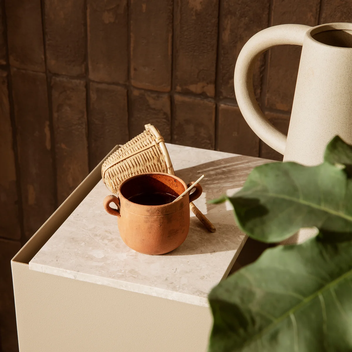 Ferm Living - Tablett für Plant Box, Marmor beige