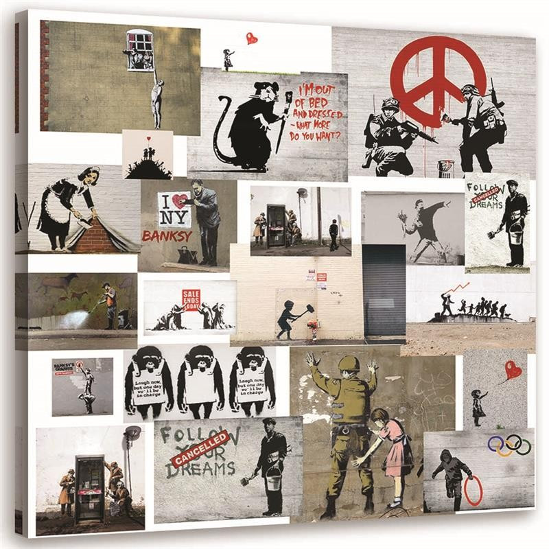 Feeby Obraz na płótnie Mural Banksy Street Art 30x30