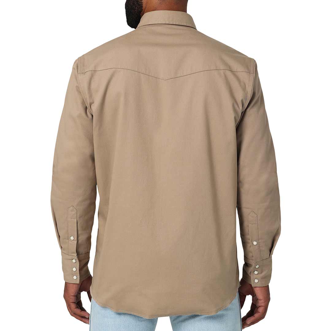 Мужская рабочая рубашка Wrangler из фланели на подкладке, однотонная, на кнопках.