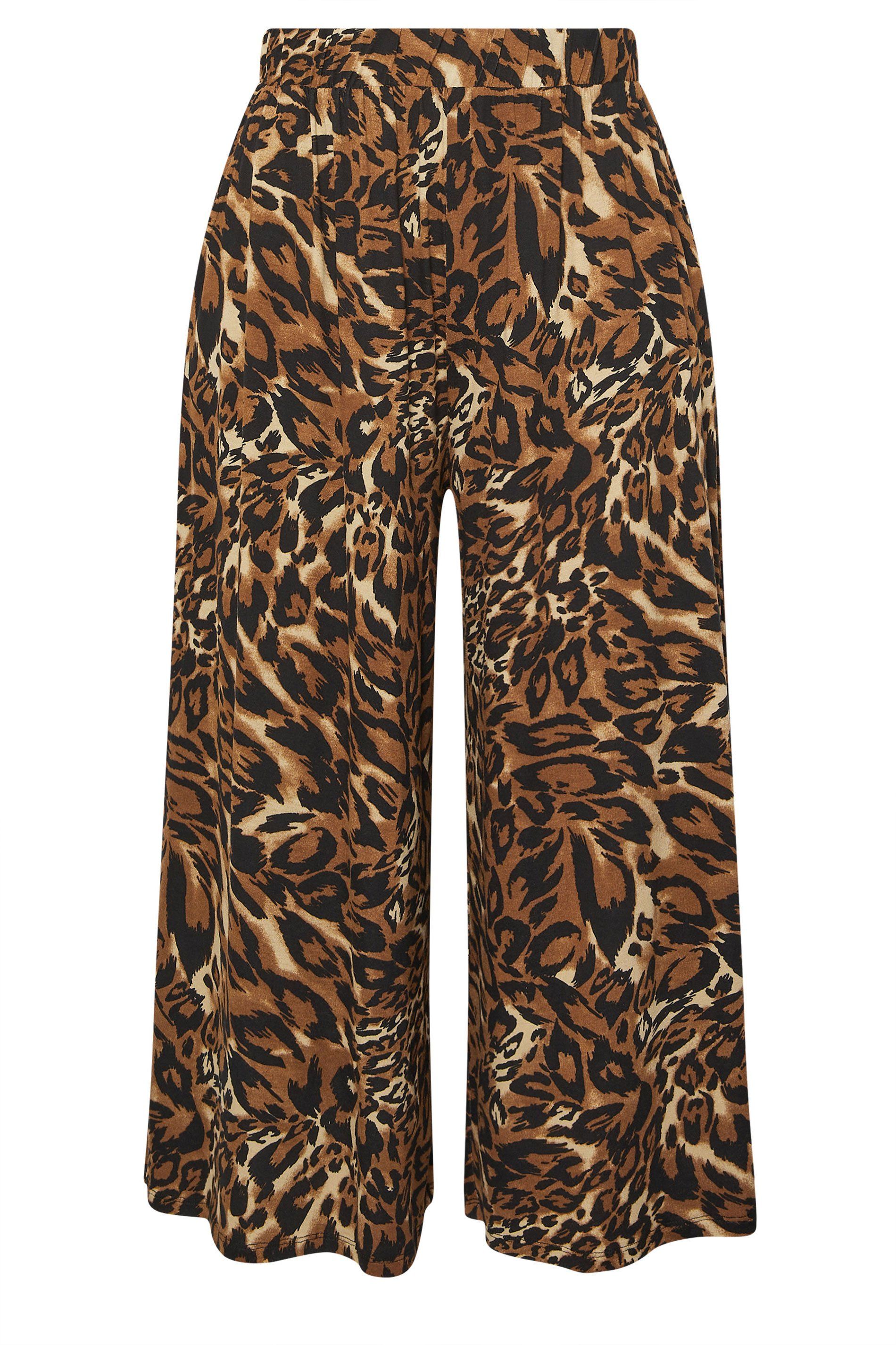 Yours Animal Print Wide Leg Cropped Trousers