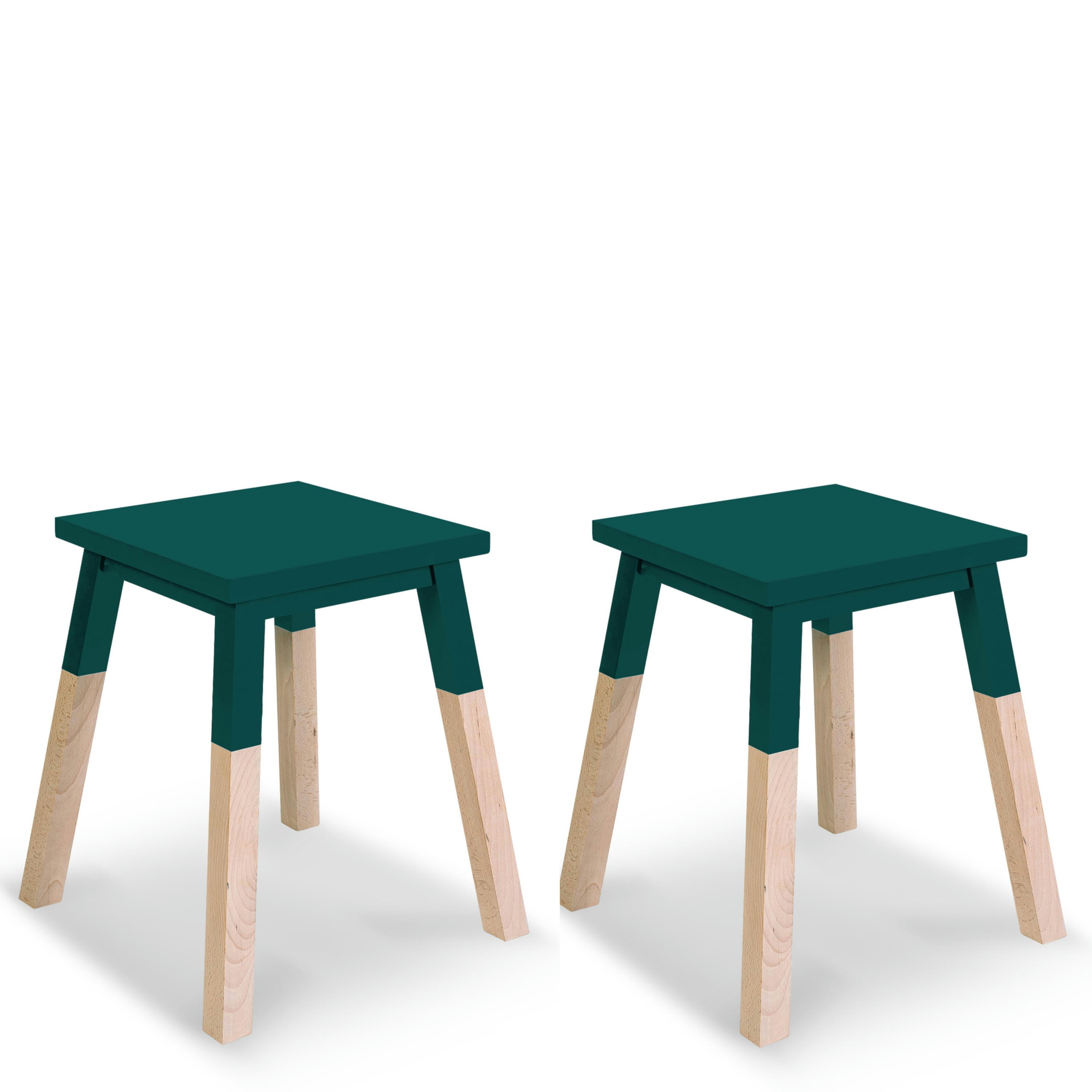 EGEE - 2 tabourets laqués en frêne, assise 35 cm