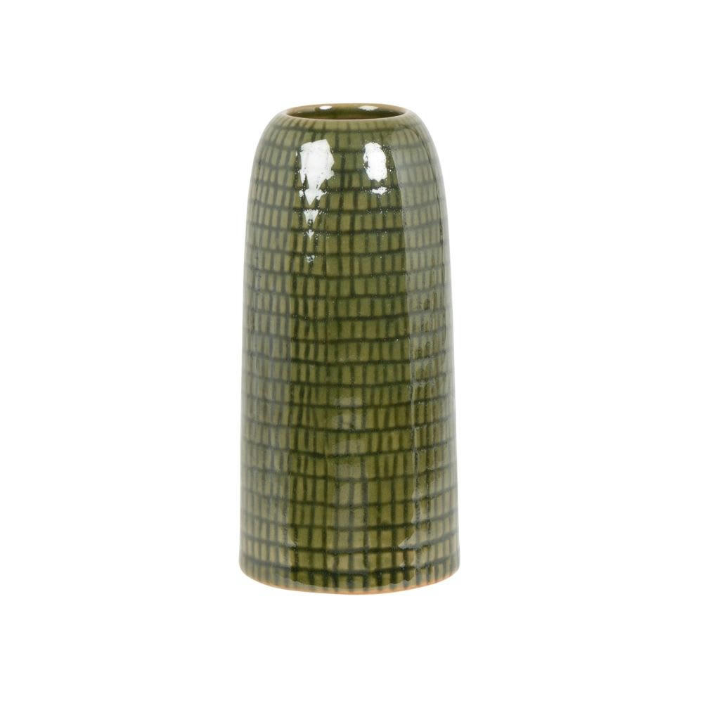 SAPO - Vase en grès vert kaki H12