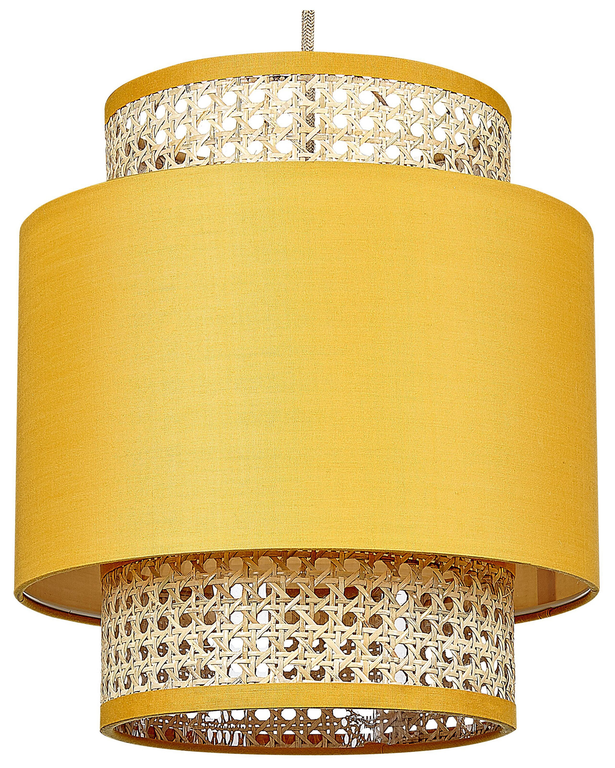 Lampa wisząca materiałowy klosz naturalny z żółtym