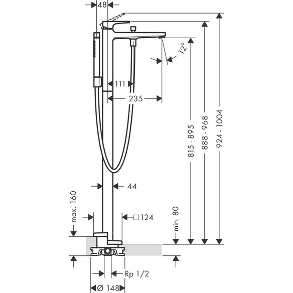 Armatur, »Metropol«, eckig, Ausladung 23,5 cm, metallfarben