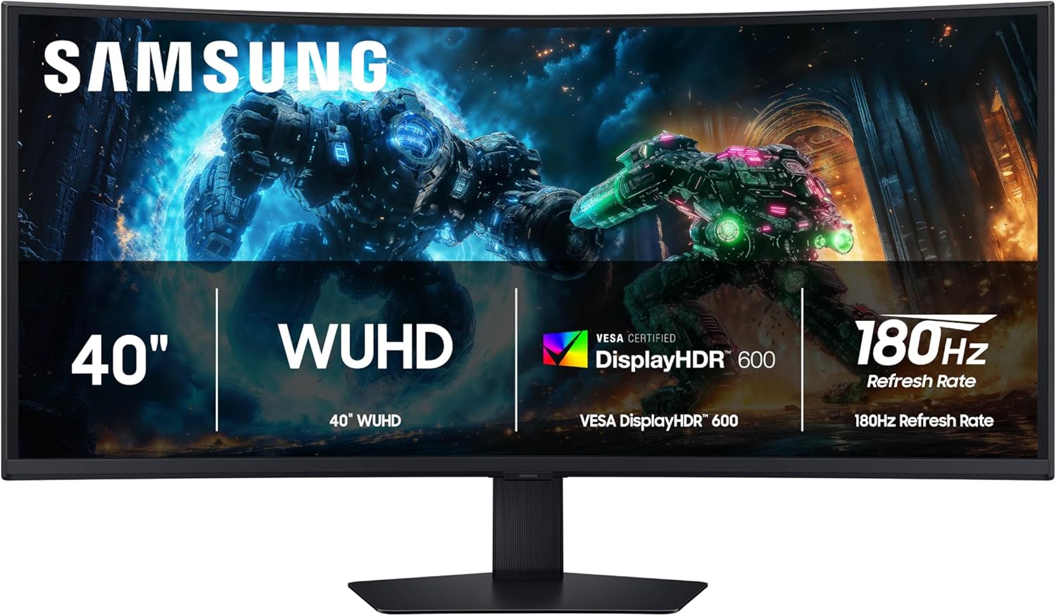 Samsung 40” Odyssey G7 (G75F) WUHD Resolution  180Hz  Curved Gaming Monitor  1ms Response Time (GtG)  VESA DisplayHDR™ 600  AMD FreeSync™ Premium Pro  LS40FG75DENXZA  2025