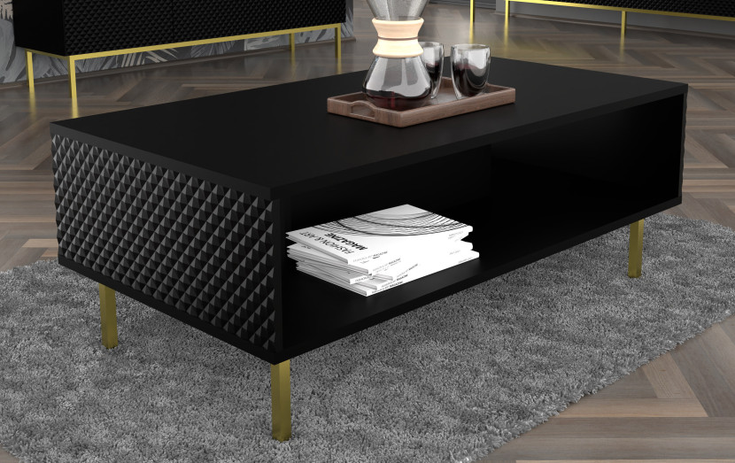 Stolik RAVENNA C 90 cm czarny mat/czarny połysk
