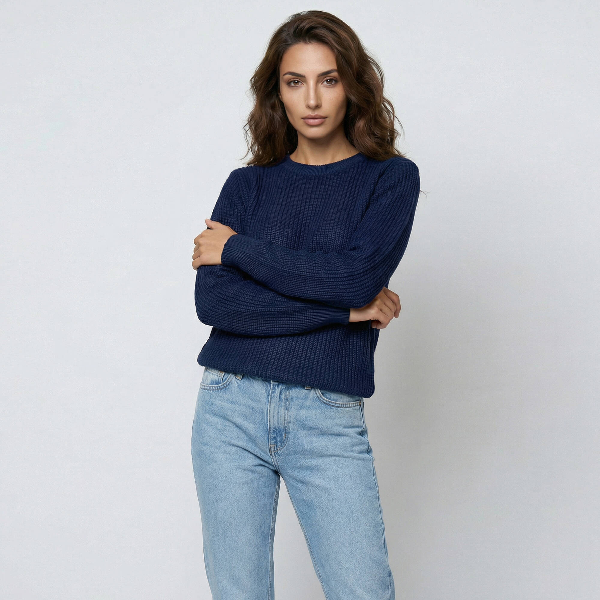 Pull col rond maille anglaise