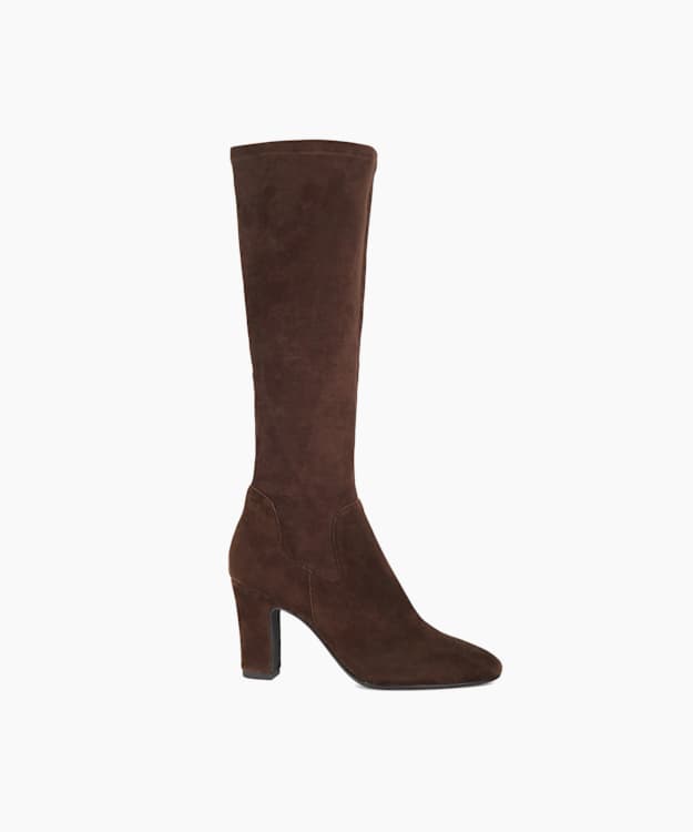 Simple Brown - Block-Heel Knee-High Boots