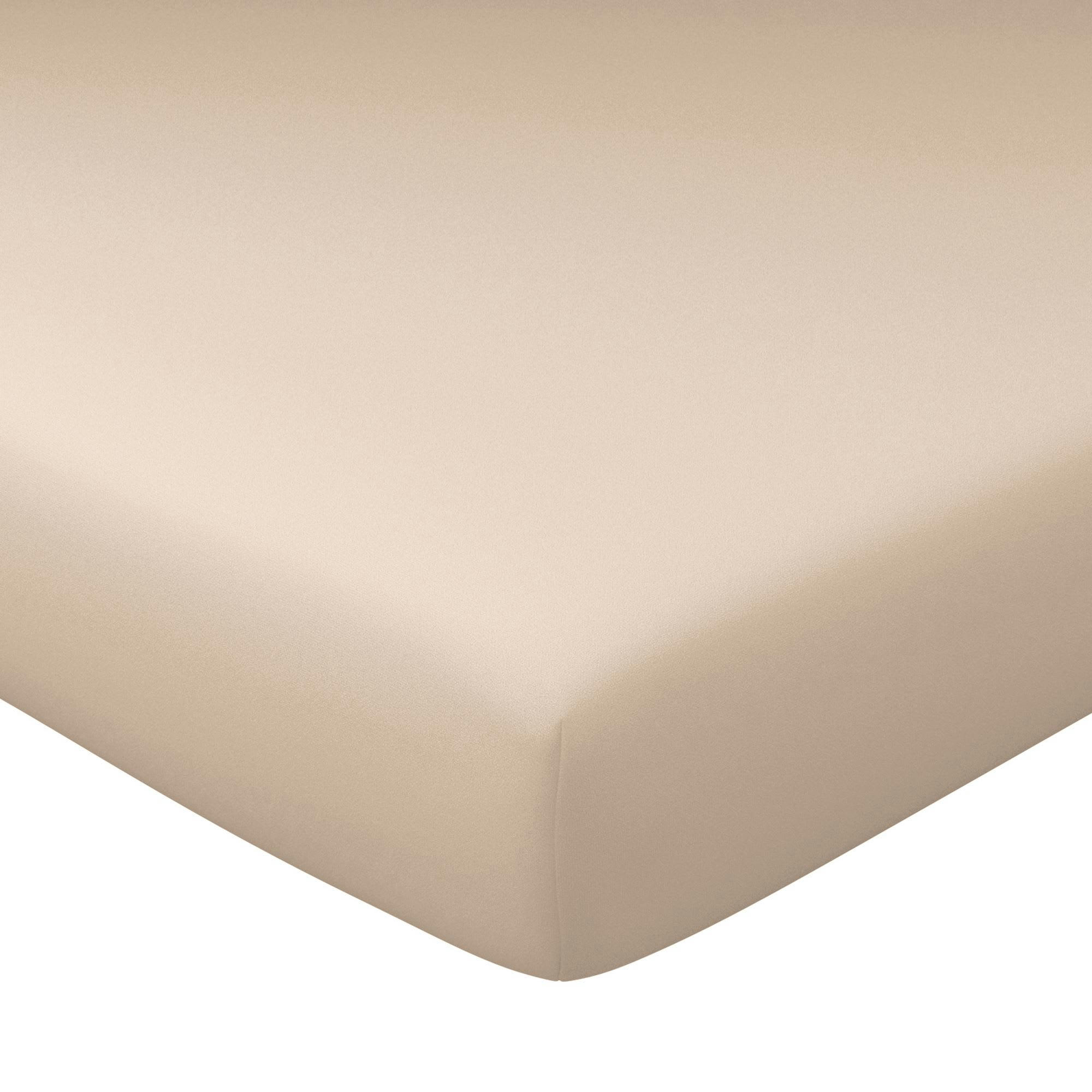 GRANDS BONNETS - Drap-housse grand bonnet 140x200x30 beige sable en coton