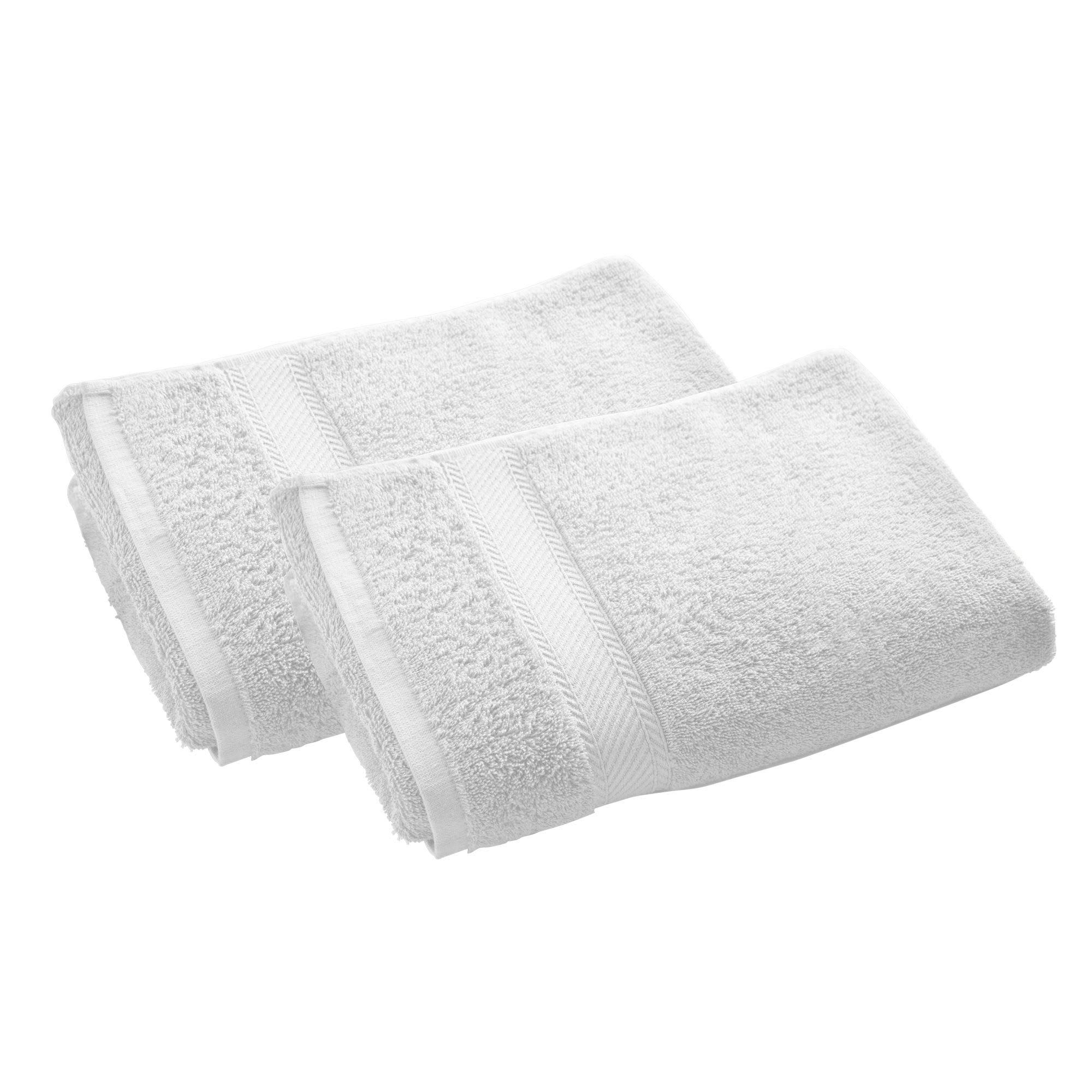 CLAIRE - Lot de 2 serviettes de toilette 50x100 blanc en coton