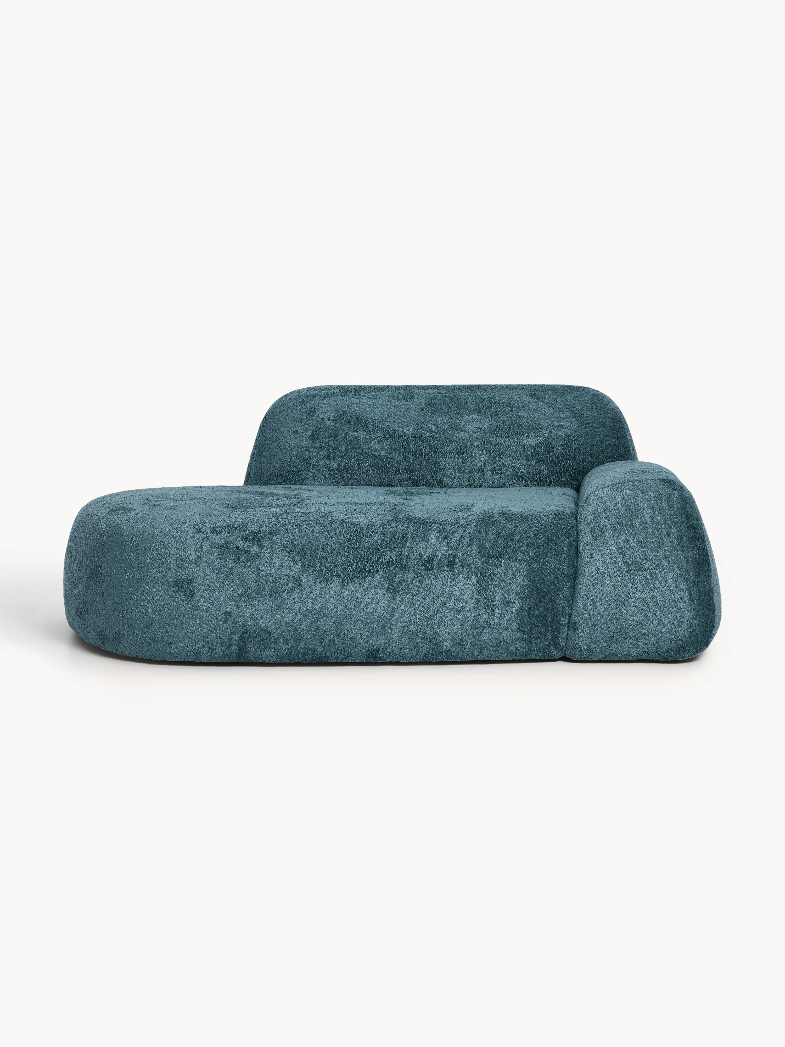 Sofa Wolke (2-Sitzer) aus Teddy-Bouclé mit Chaiselongue