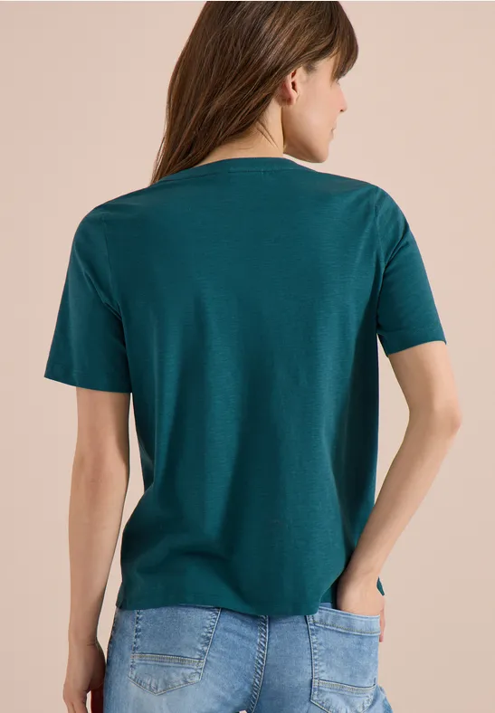 Kurzarm Shirt mit Split Neck
