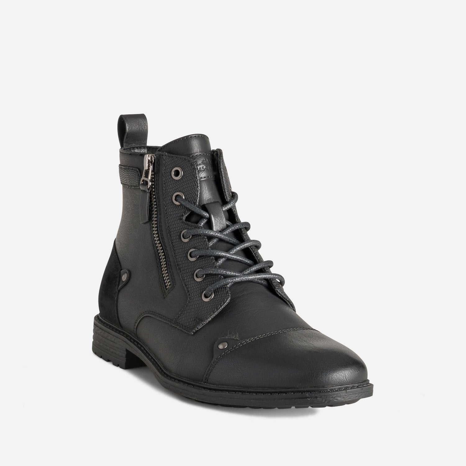 Boots à lacet noir cuir bout droit