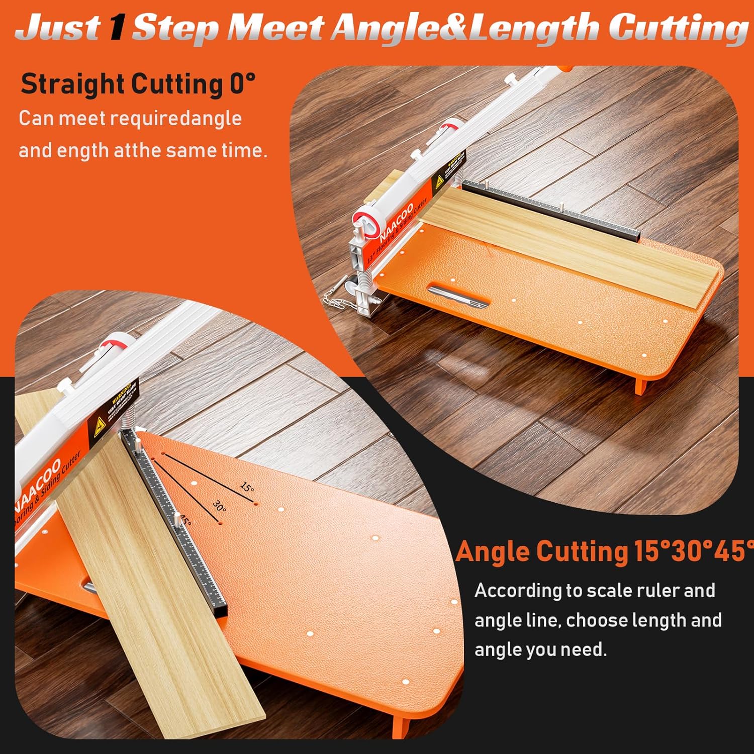 NAACOO Heavy Duty Laminate/Vinyl Floor Cutter, 13” Vinyl Plank Cutter with Wheel – Just 1 Step Meet Angle&Length Cutting, Flooring Tools - Cuts Laminate Floor, Engineer Wood, LVP/T, VCT, SPC, WPC