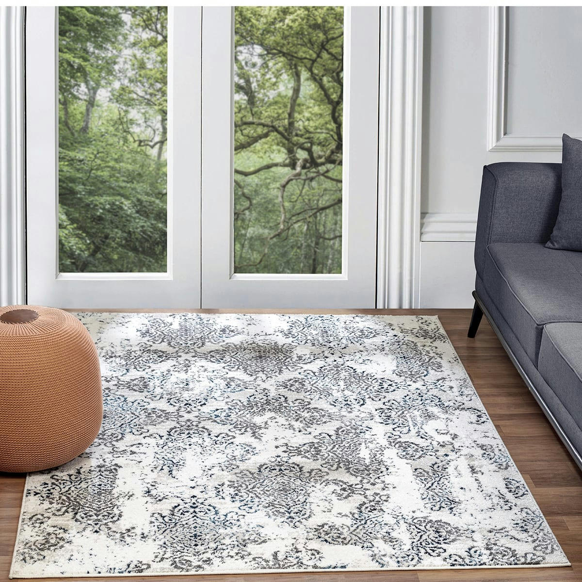 HARU - Tapis Vintage Oriental Blanc/Bleu 200x275