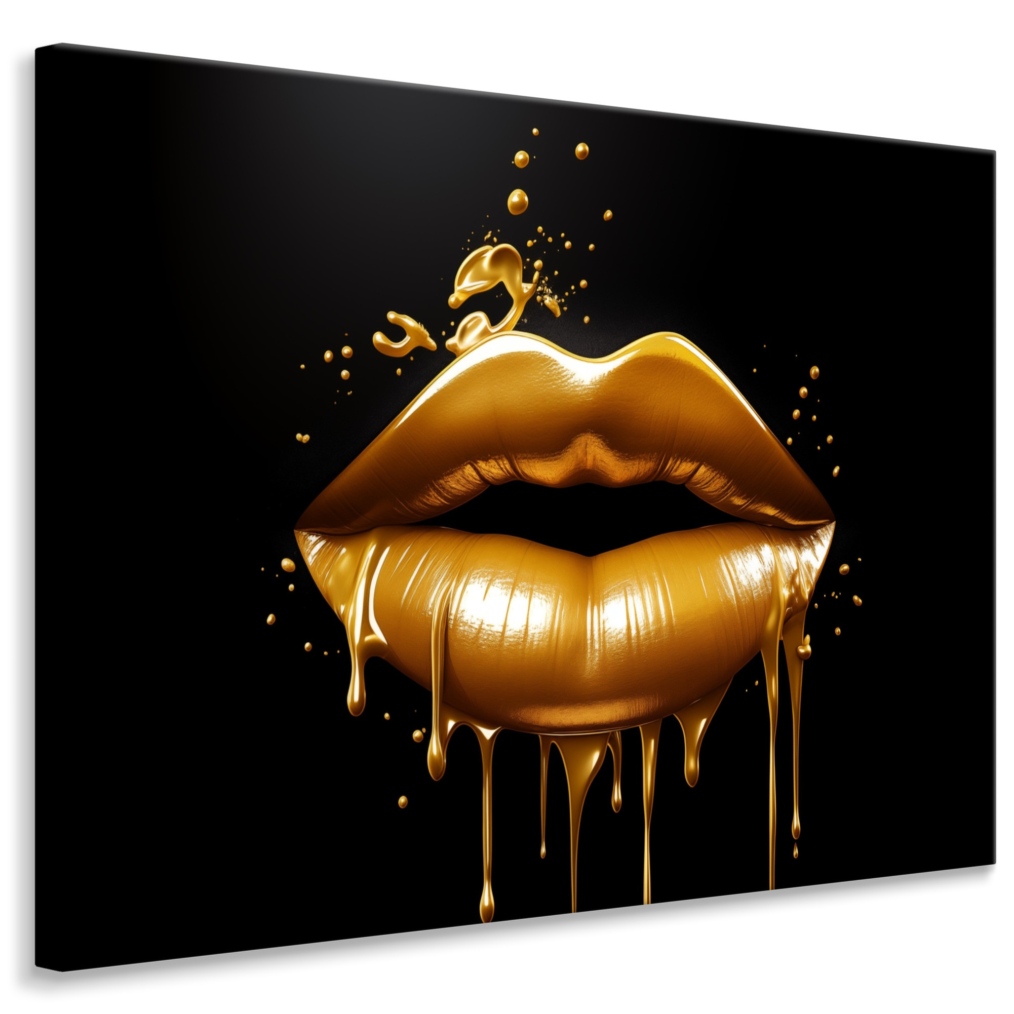 Obraz Do Salonu Złote Usta W Stylu Glamour 30x20cm