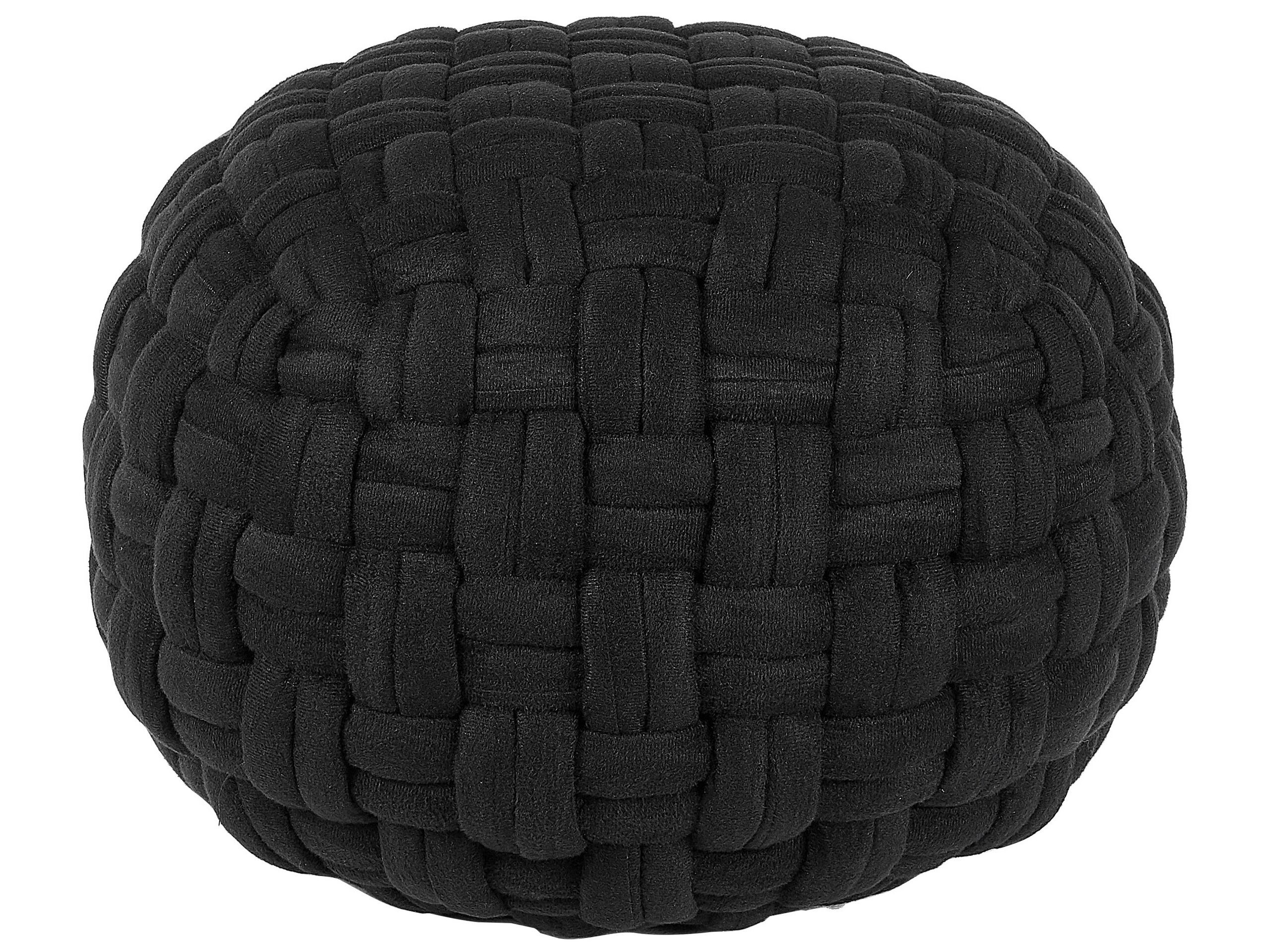 Puf welurowy pleciony 45x35 cm czarny