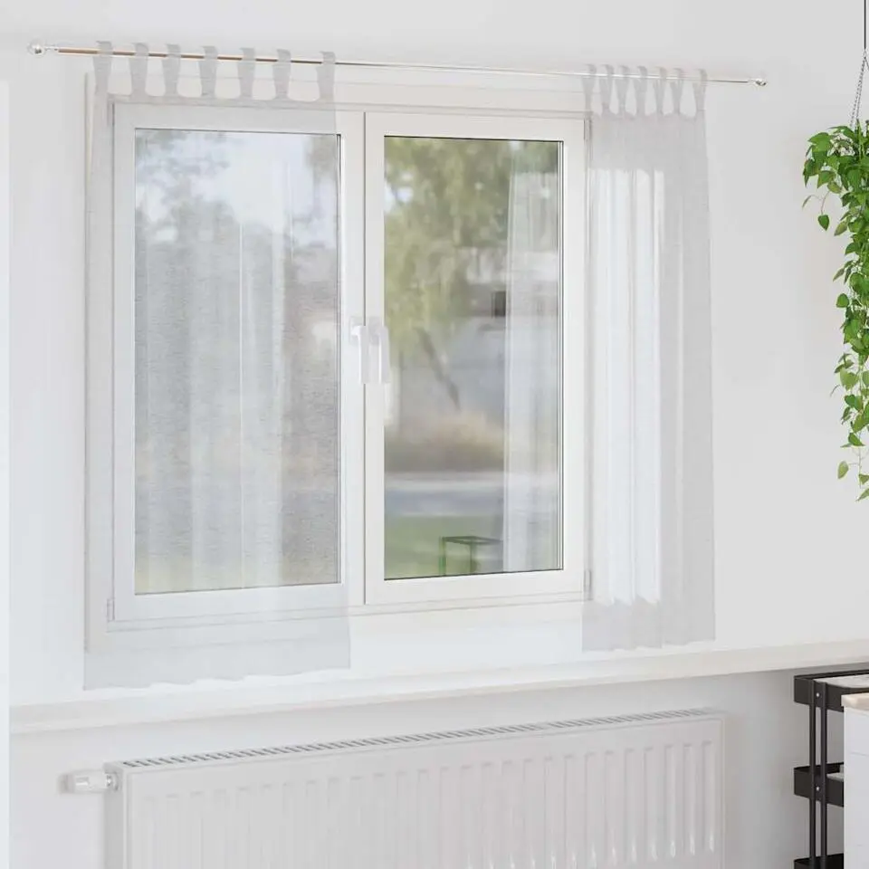 vidaXL Vitrages met lussen - Lichtgrijs - Polyester - 140x175 cm - Set van 2