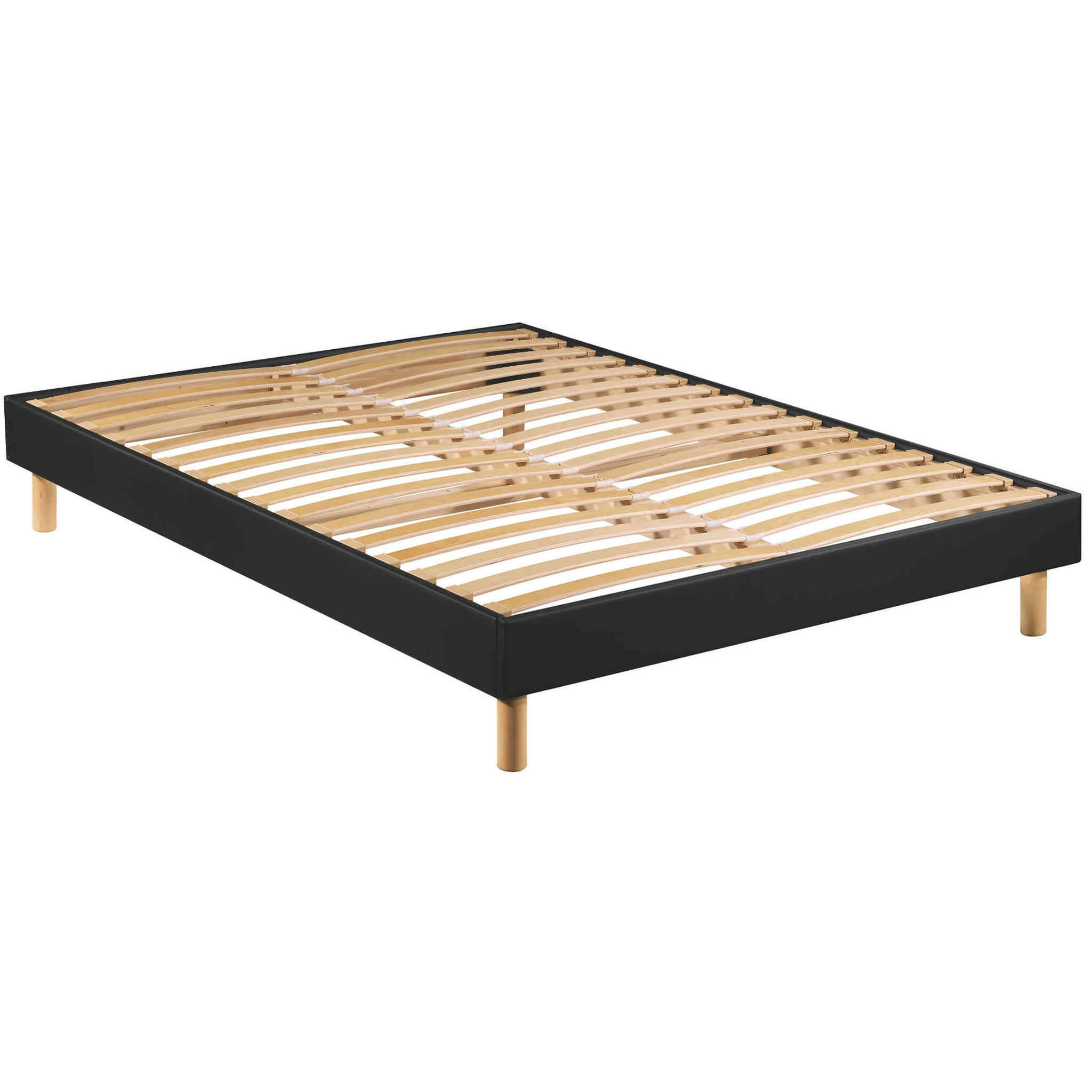 SELFKIT - Sommier déco en kit à lattes enduit anthracite 140x190