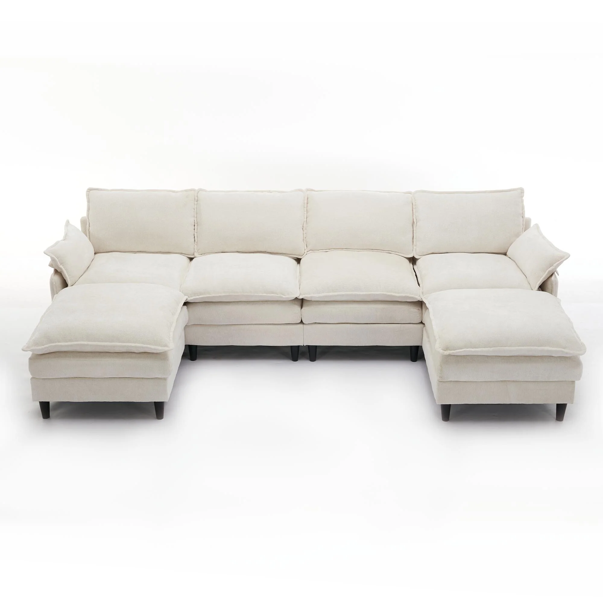 Modern Modular Sectional Sofa with Chenille Upholstery and Rearrangeable 6 Seat Design for Living Room and Guest Room