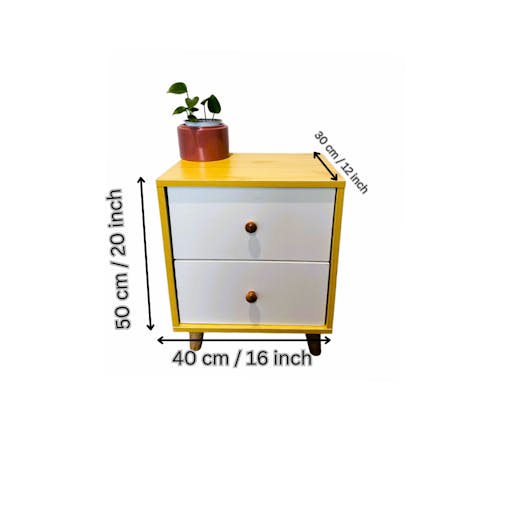 NNECN Wooden Bedside Cabinet with Two Drawers and Sturdy Legs