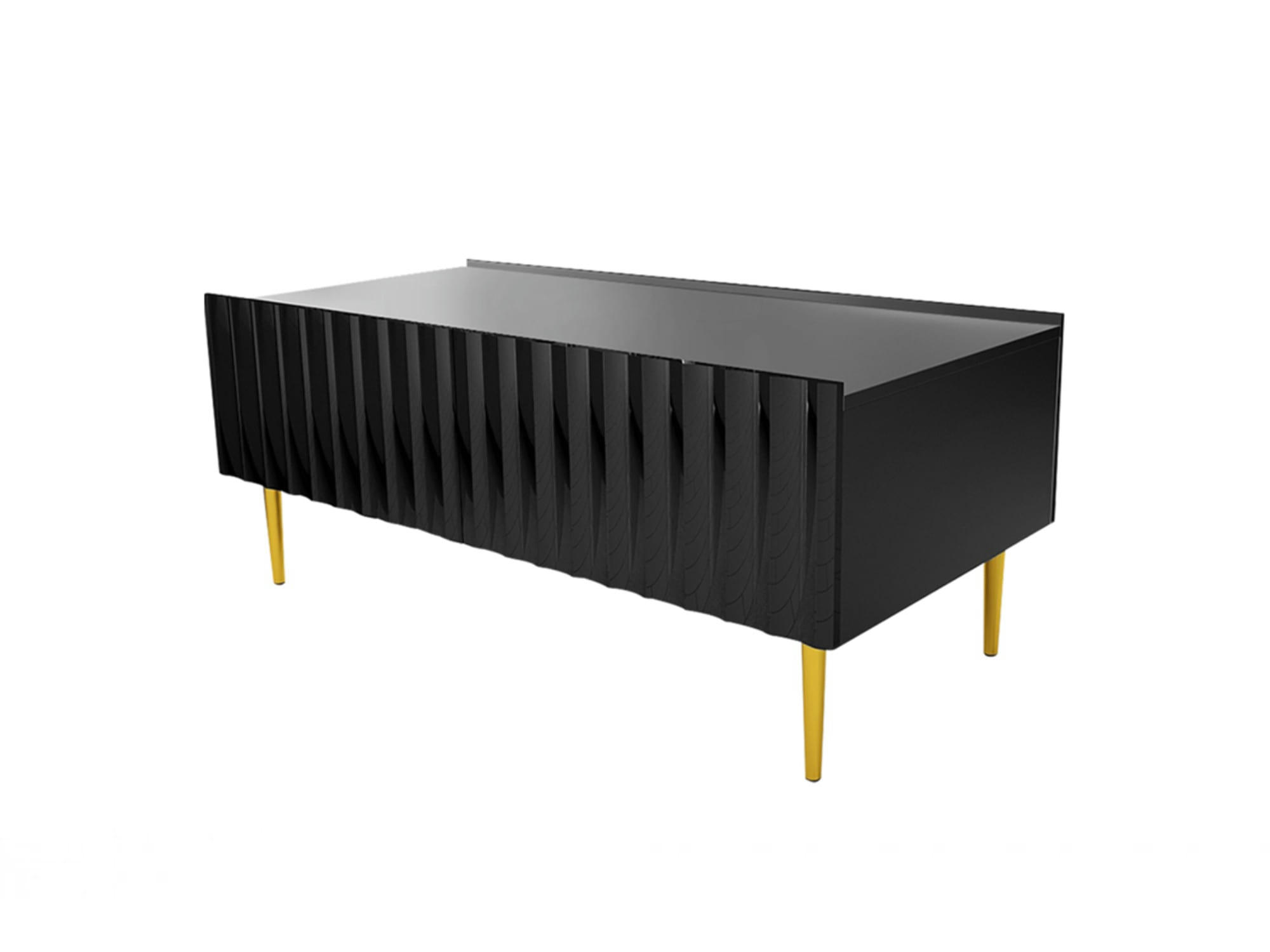 AMBRE - Table basse style contemporain 120 cm noir / doré