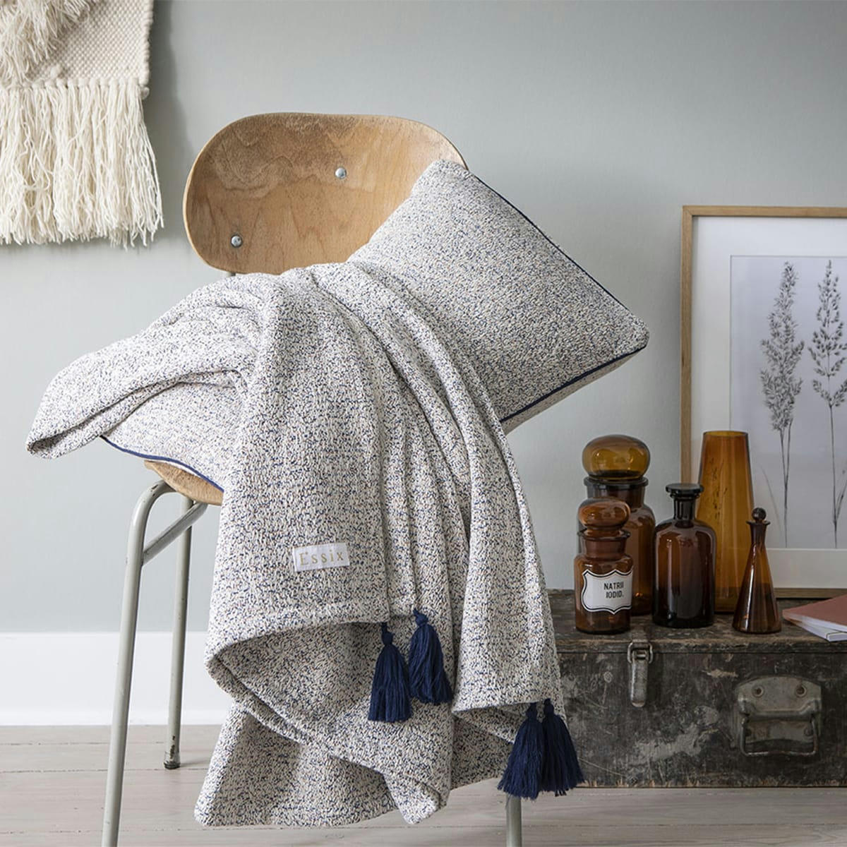 FOLK - Plaid uni en  gris