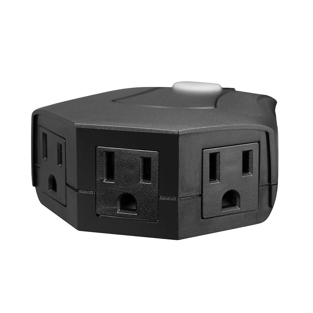 Globe Outdoor Smart Wi-Fi 3-Outlet Plug, Compatible with Alexa and Google Assistant, Black