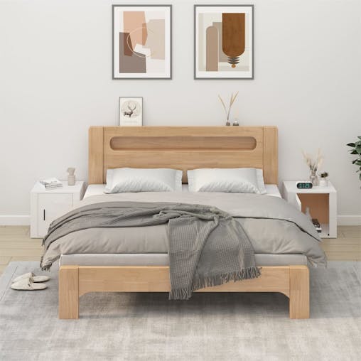 NNEVL Bedside Cabinets 2 pcs High Gloss White 50x39x47 cm