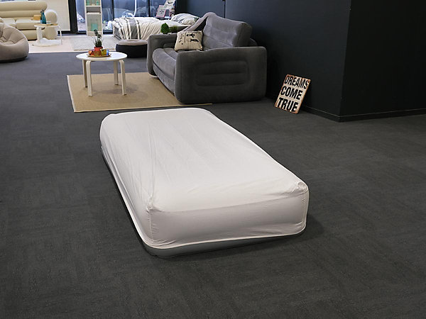 Pack matelas gonflable Pillow Rest Mid Rise 1 place Intex   Drap housse