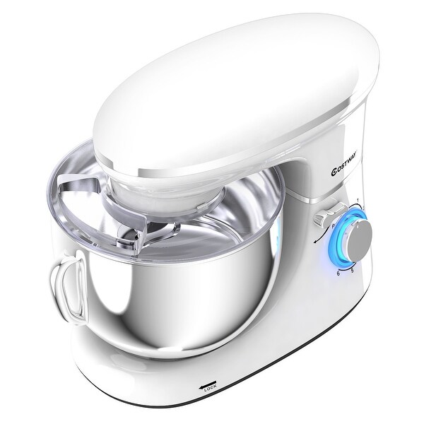 Costway 6.3 Quart Tilt-Head Food Stand Mixer 6 Speed 660W White