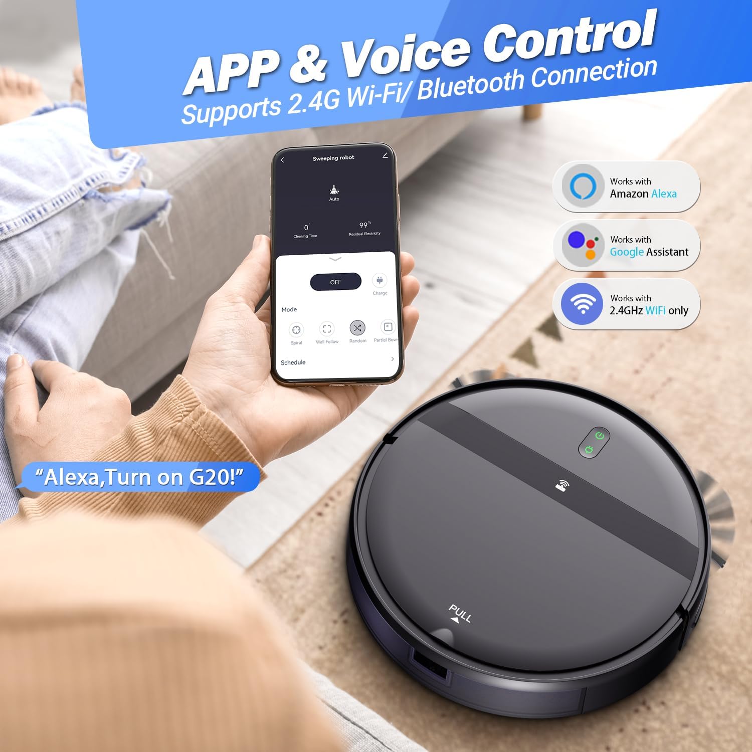 Kilgone Ultra-Slim 2.8in Robot Vacuum & Mop, Quiet 65dB, No-Tangle, Smart 3D Obstacle Avoidance, 2H Runtime for Pet Hair, Hard Floor & Low-Pile Carpet, App/Alexa