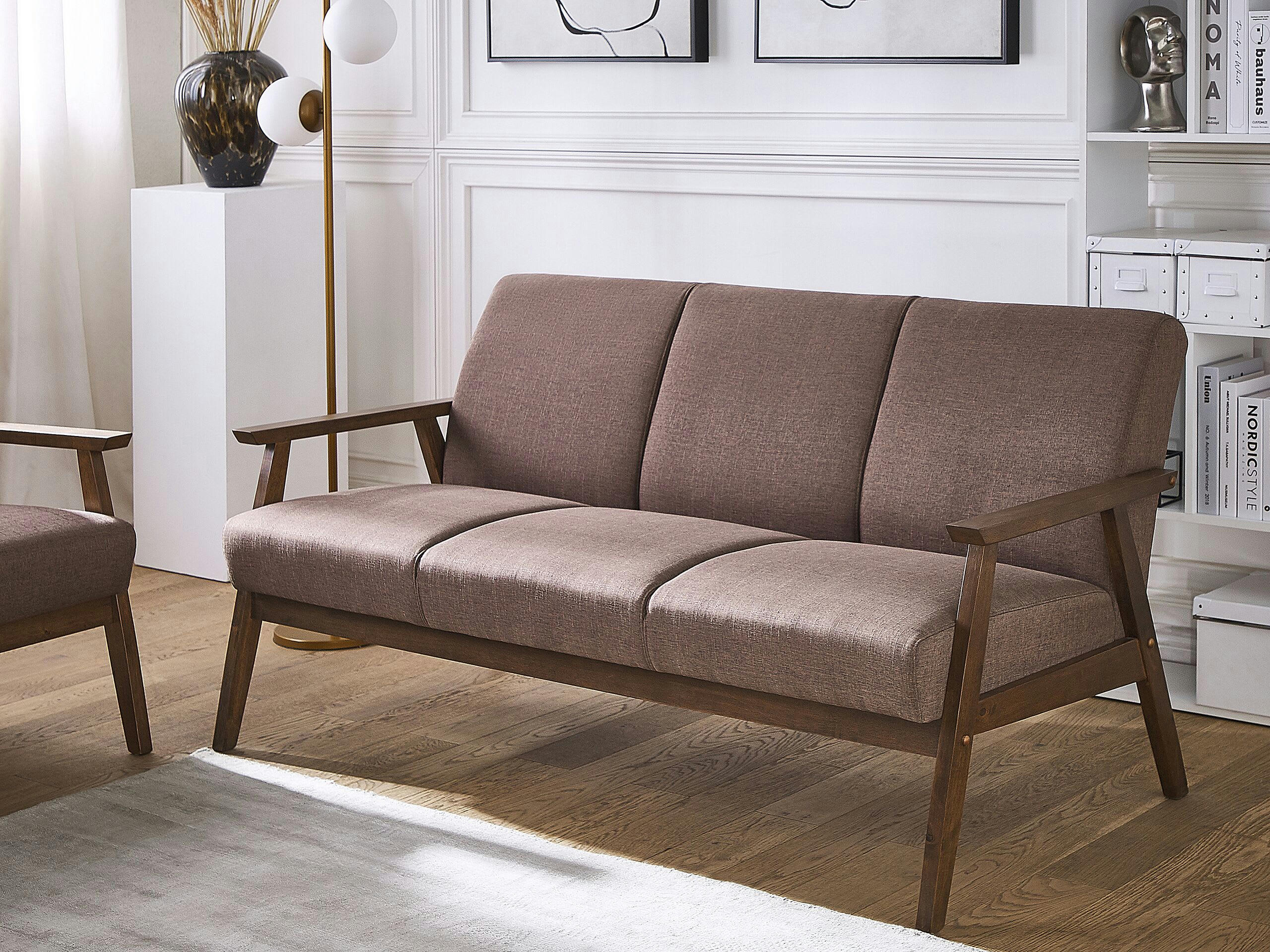 ASNES - Canapé 3 places 3 personnes en polyester marron