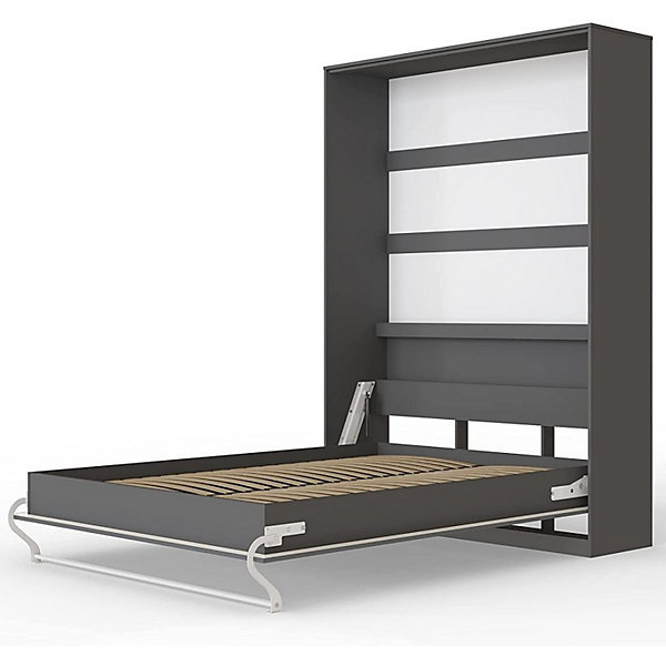 Armoire Lit escamotable Lit Mural Supérieur Vertical 120x200cm Anthracite-Anthracite