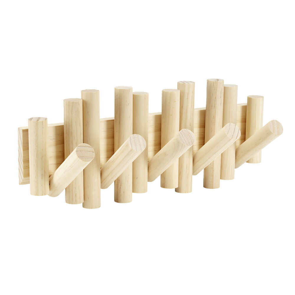 Patère rabattable en bois 5 crochets L38xH16cm