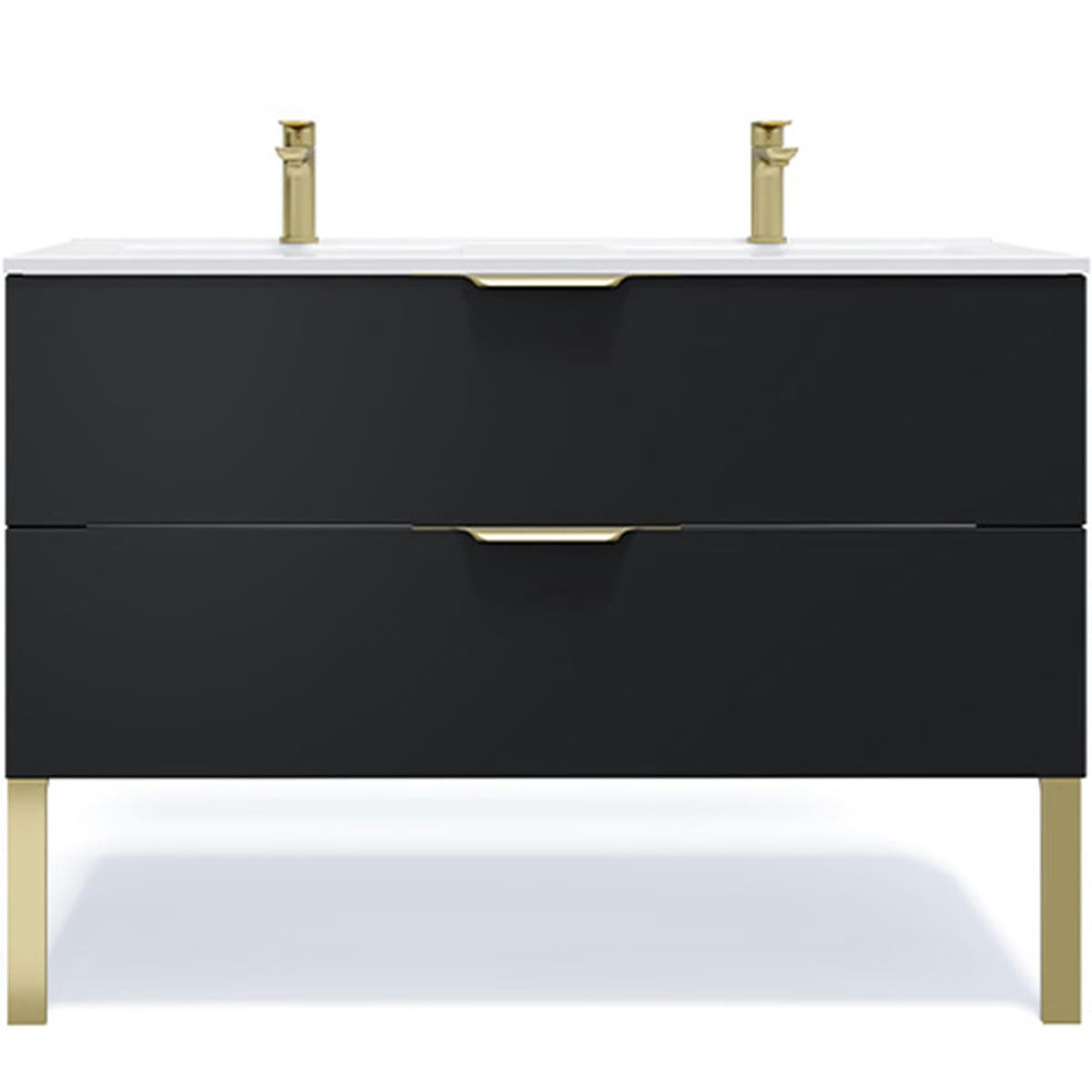 VENICE - Meuble salle de bain double vasque 120cm 2 tiroirs Noir