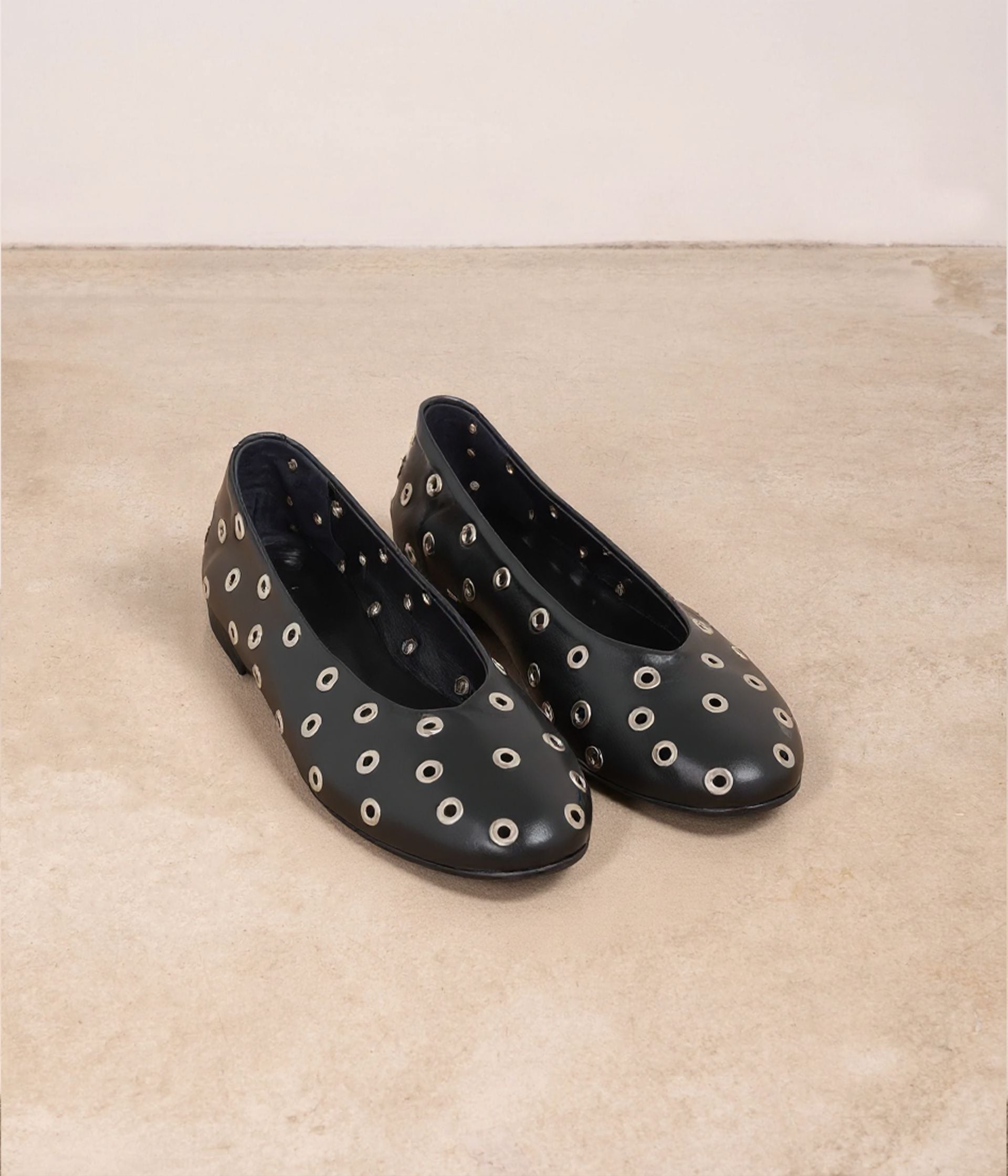 Ballerines en cuir à œillets Verveine