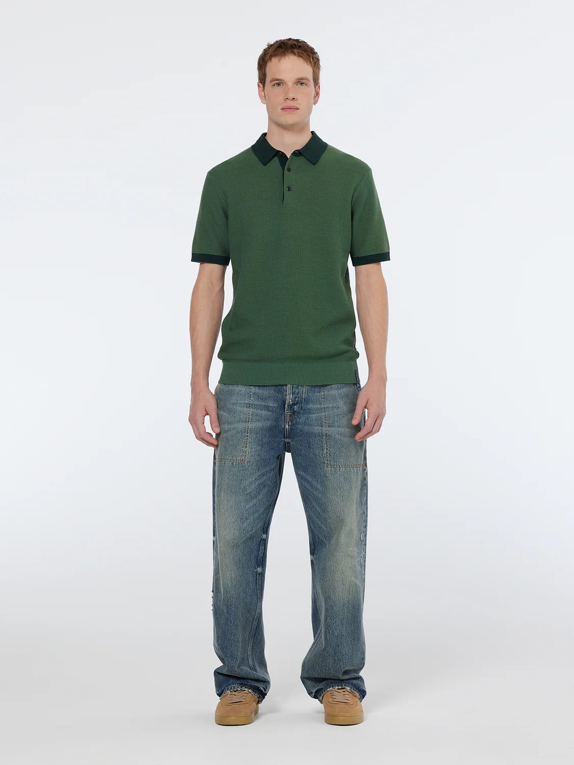 Structured Knit Contrast Polo