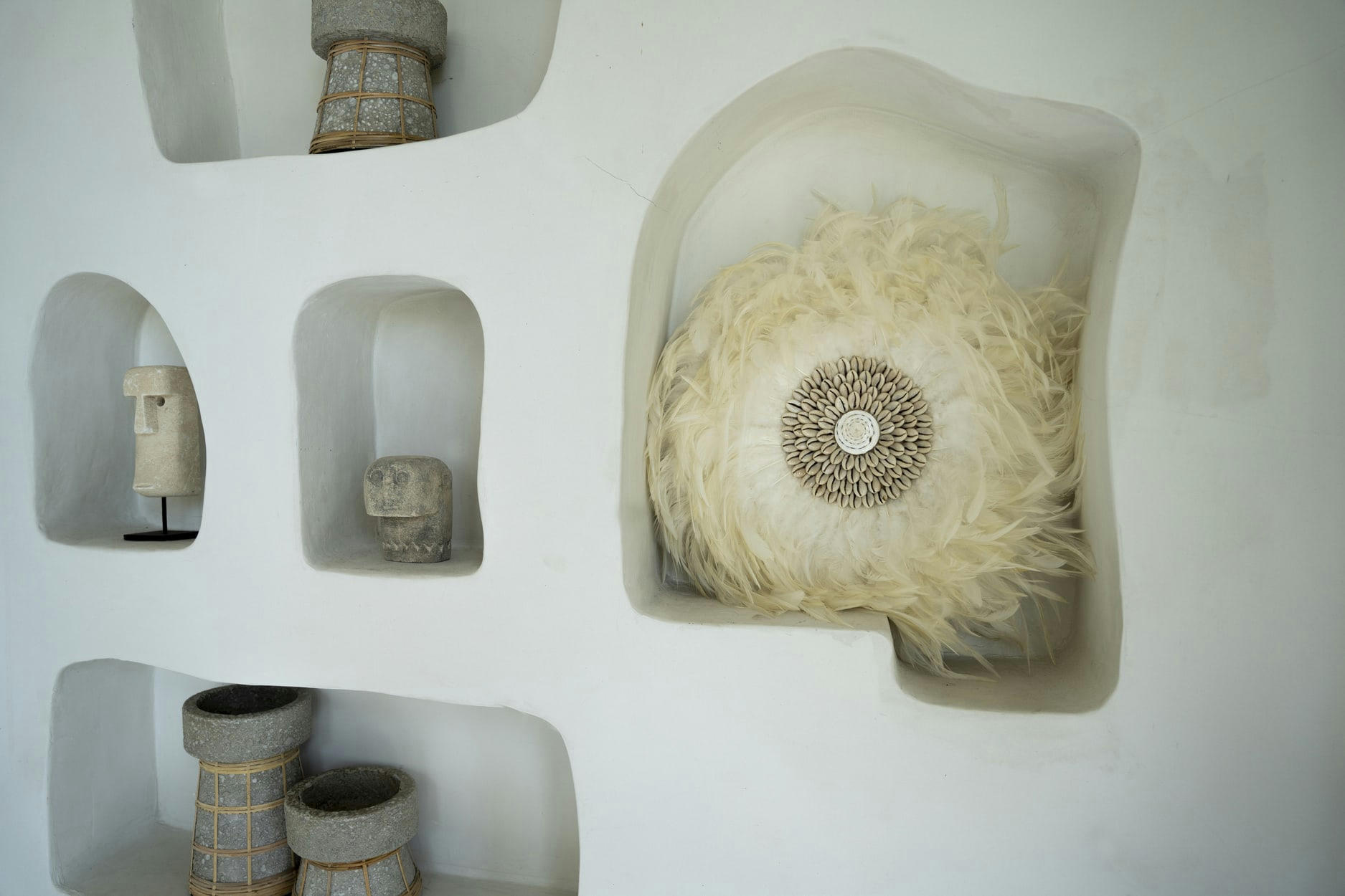 COASTAL JUJU - Décoration murale en plumes blanches 50x50