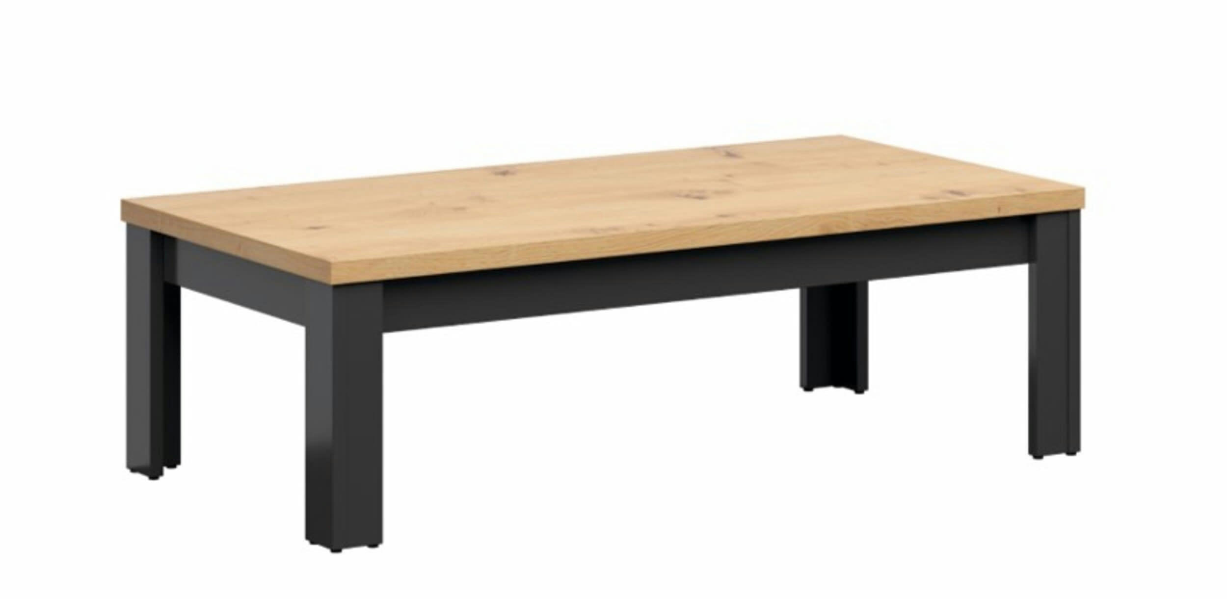 HESEN - Table basse  effet chêne et gris 130cm gris et chêne clair