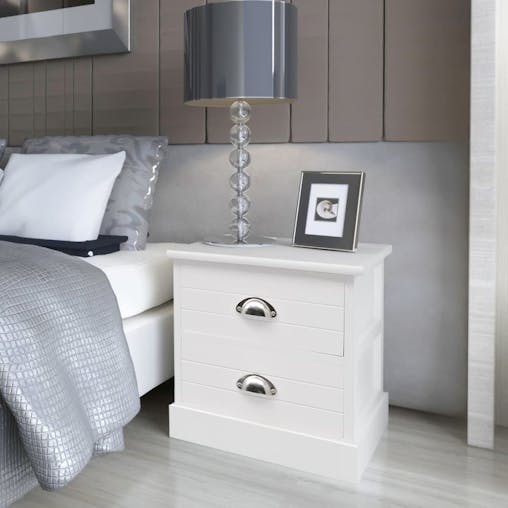 NNEVL French Bedside Cabinets 2 pcs White