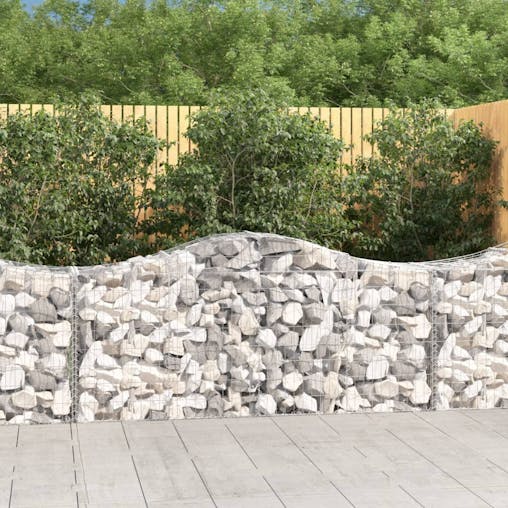 NNEVL Arched Gabion Baskets 2 pcs 200x50x80/100 cm Galvanised Iron