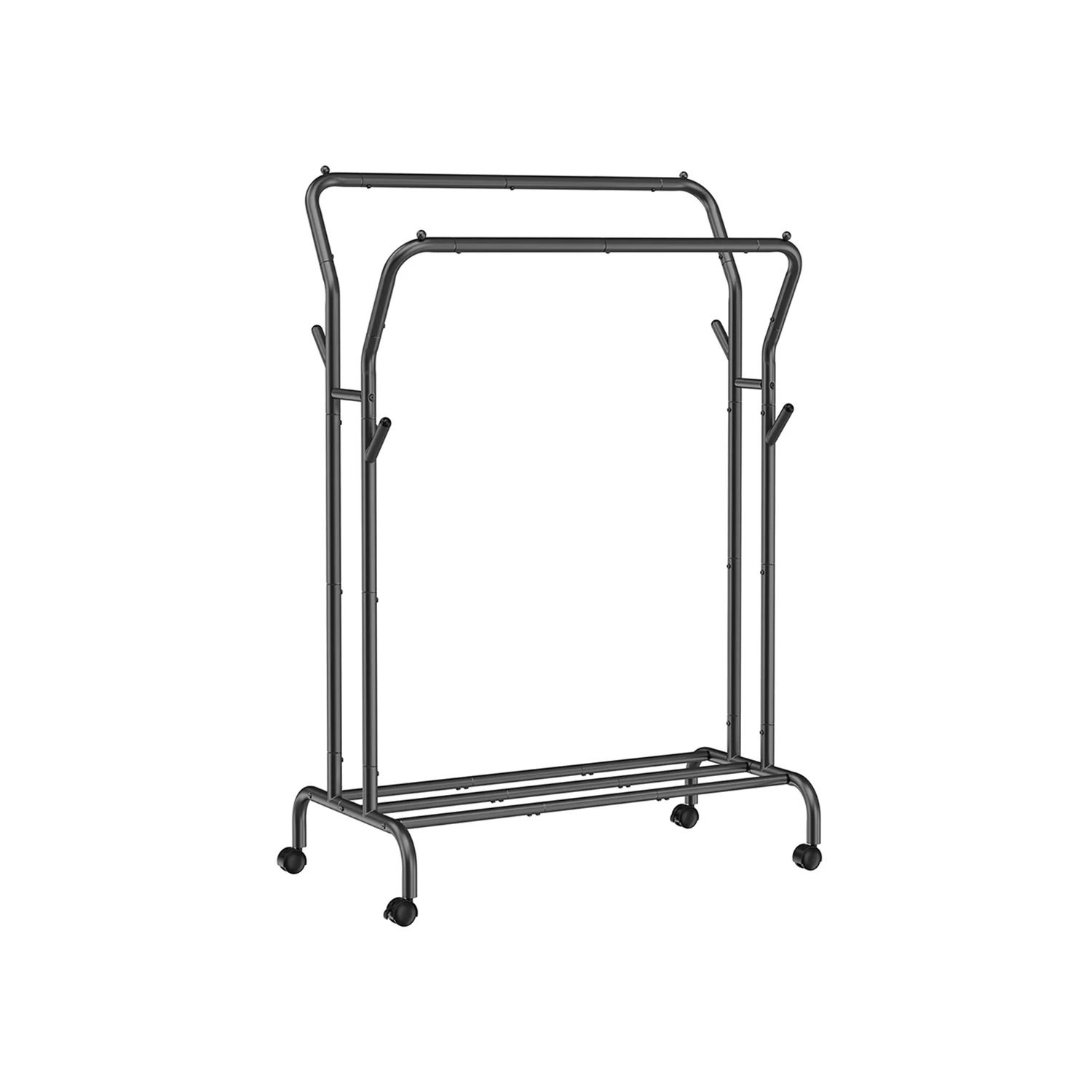 Portant à vêtements avec roulettes double barre noir