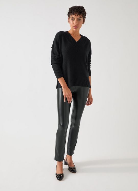 Ellen Black Faux Stretch Leather Skinny Trouser