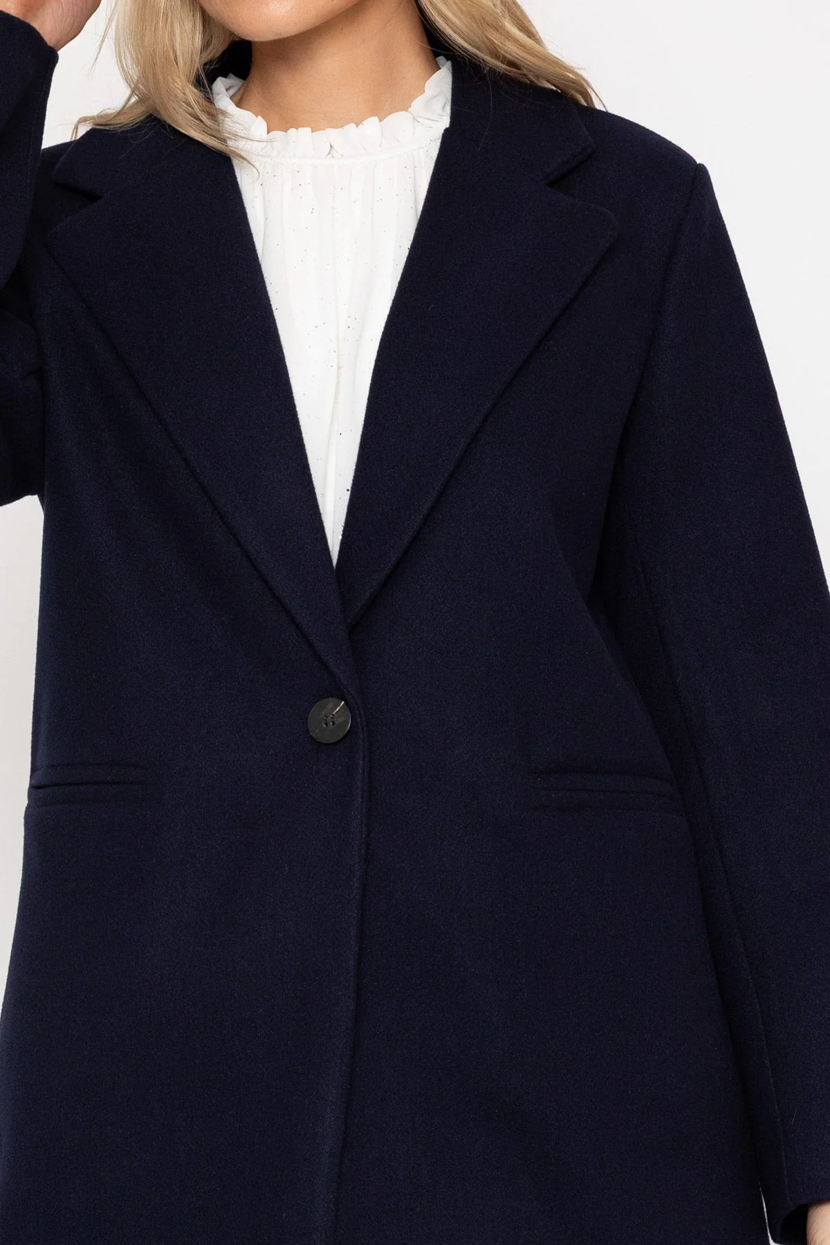 Navy One Button Coat